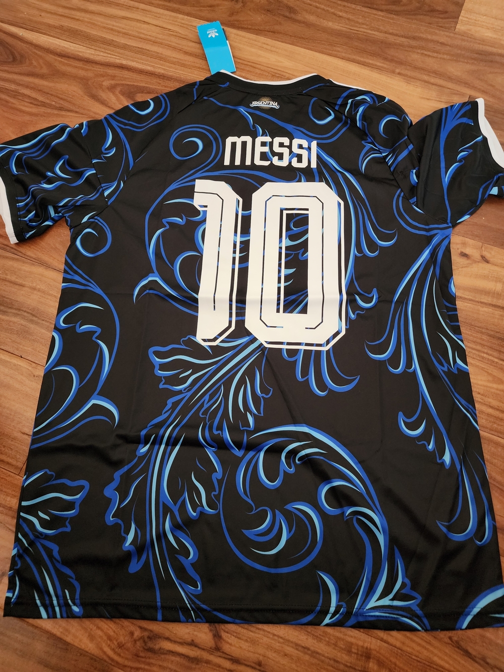 adidas Black and Blue Messi #10 Graphic Soccer Jersey